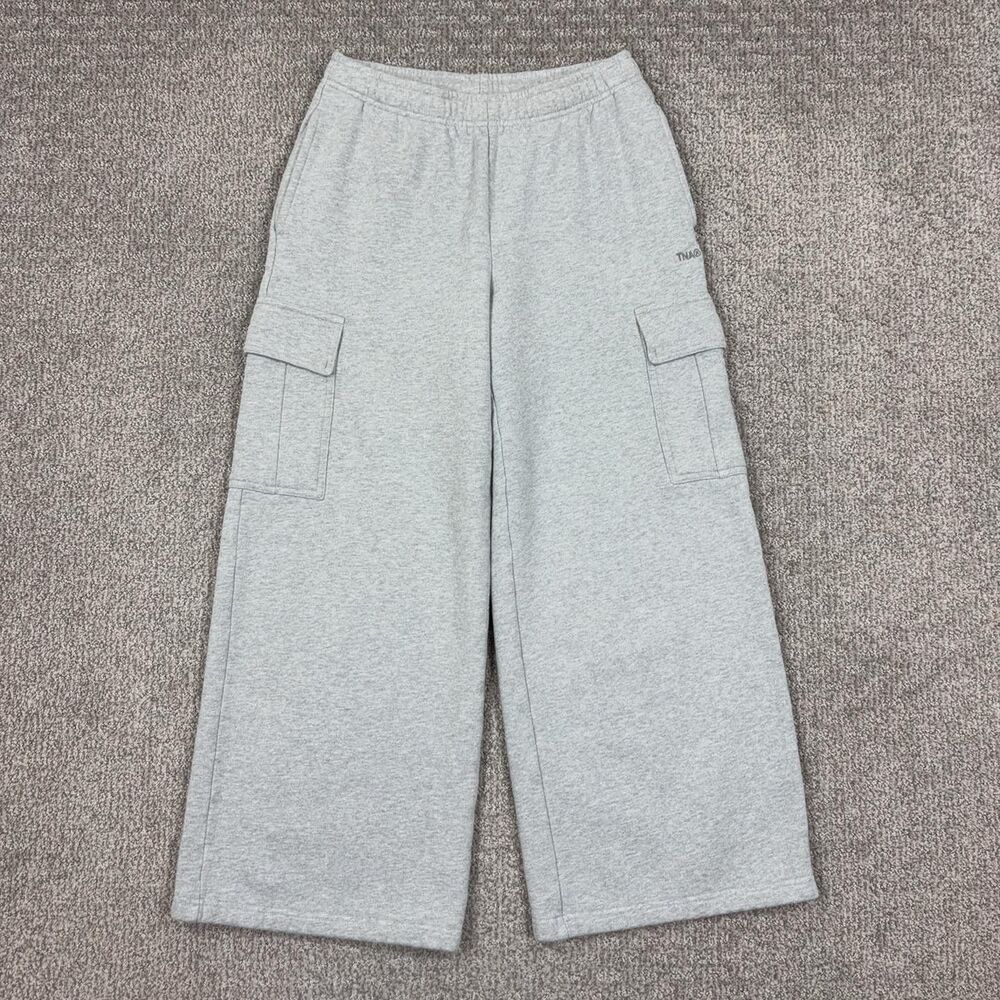 TNA Sweatfleece Sweatpants Womens Small Gray Cozy Fleece Mega Fit Cargo Wide Leg